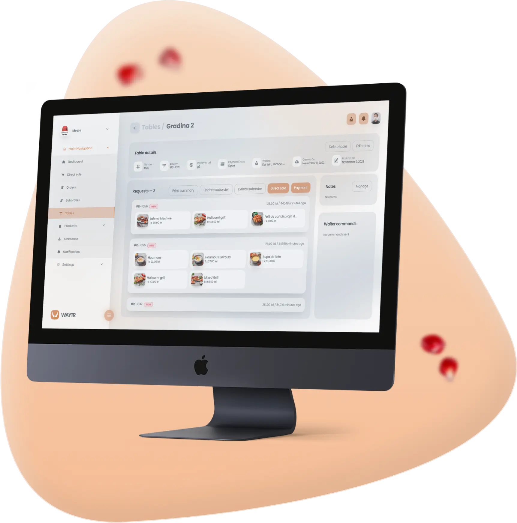 Waytr POS system interface